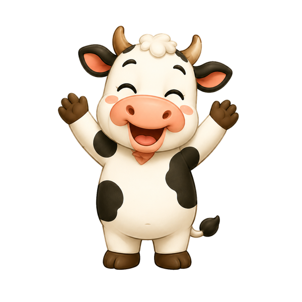 A happy illustrated cow