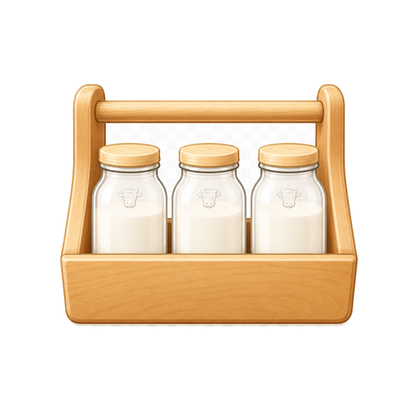 Illustrated wooden milk crate